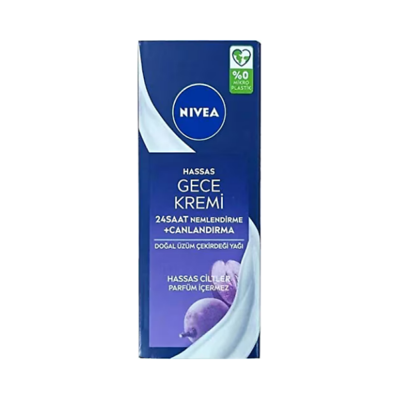 Nivea Hassas Gece Kremi Nemlendirici Dogal Uzum Cekirdegi Yagi 50 Ml