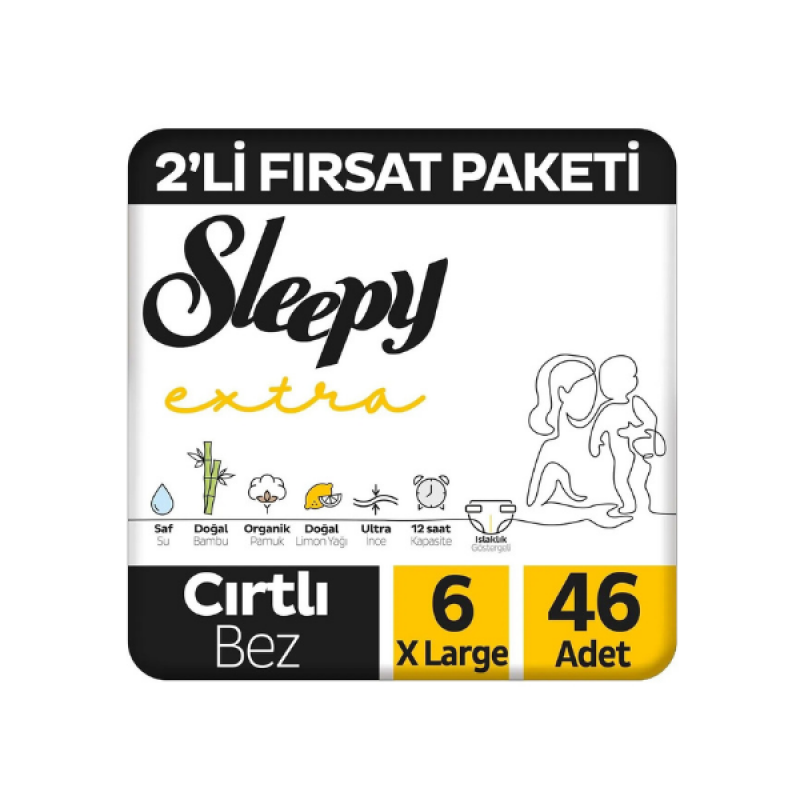 Sleepy Extra 6 Numara Bebek Bezi 46 adet