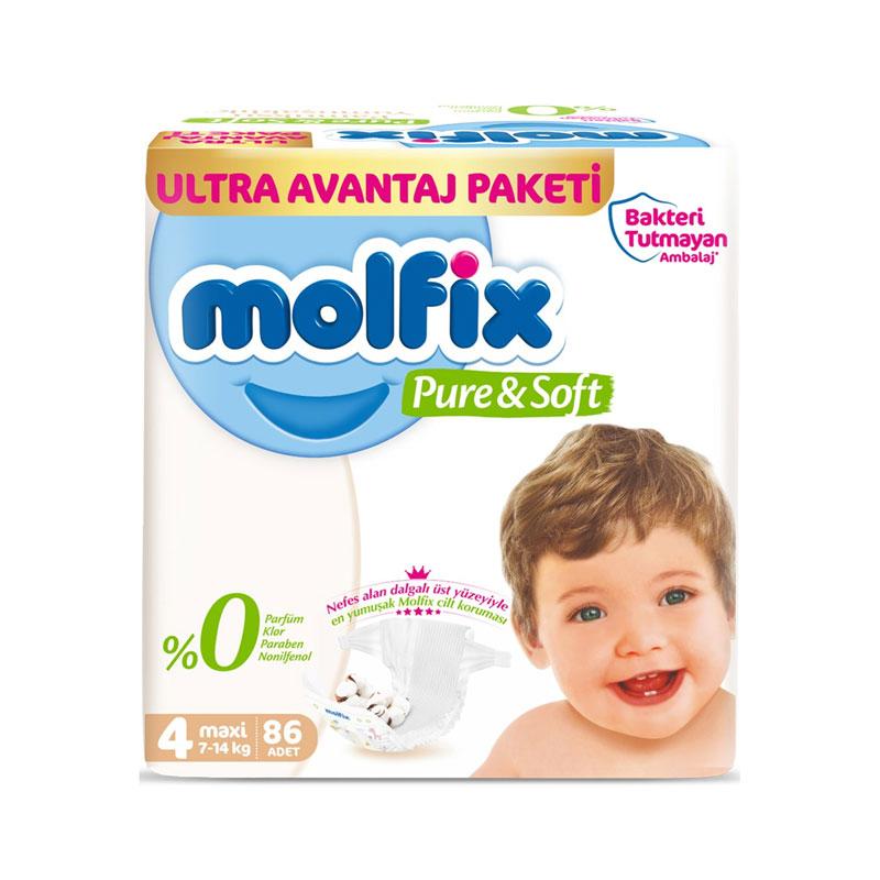 Molfix Pure Soft 4 Beden Maxi 86'lı Bebek Bezi