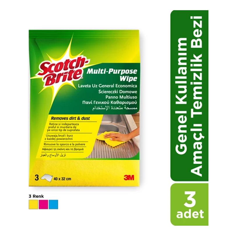 Scotch Brite Scotch-Brite Genel Kullanım Amaçlı Renkli Bez (Sarı/pembe/mavi), 3 Adet